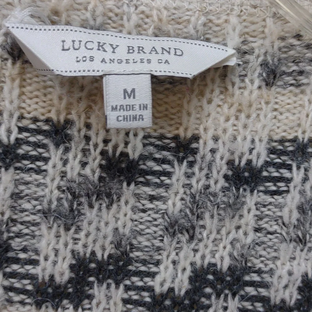 Lucky Brand Womens Tribal Aztec Black Ivory Gray Print Open Front Drape Cardigan - Picture 2 of 11